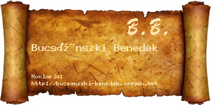 Bucsánszki Benedek névjegykártya