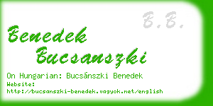 benedek bucsanszki business card